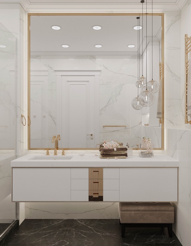Проект квартиры в ЖК Донской Олимп ванной комнаты в современной классике